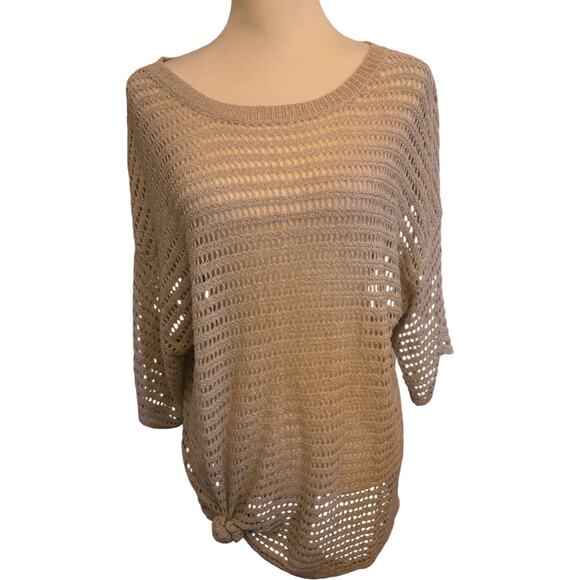 Easel Anthropologie Beige Crochet Knit Top, Women's Size Small, Oversized Boho - Picture 1 of 4